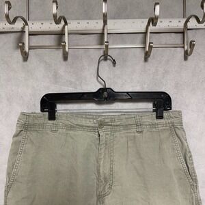 J Crew‎ Shorts Men's 34 Green Linen Cotton Cargo Vacation Hybrid Casual Summer